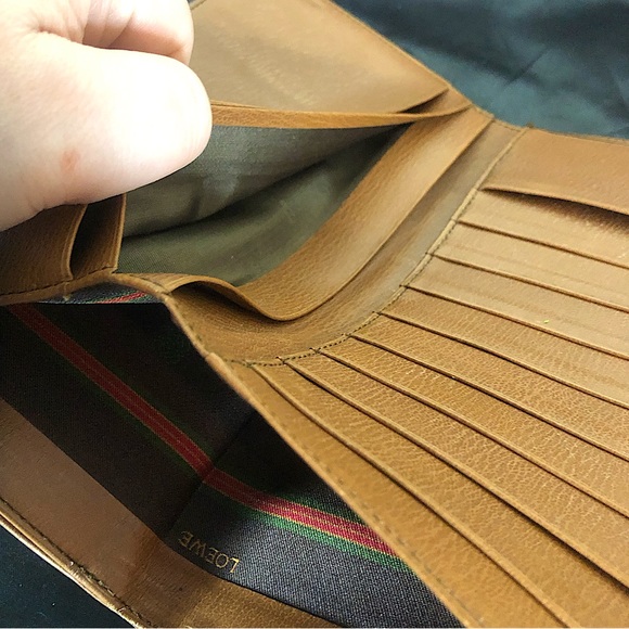 LOEWE Wallet Two Tone Trifold Leather Clutch Made In Spain - Picture 13 of 16